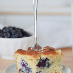 Fork in a blueberry biscuit.