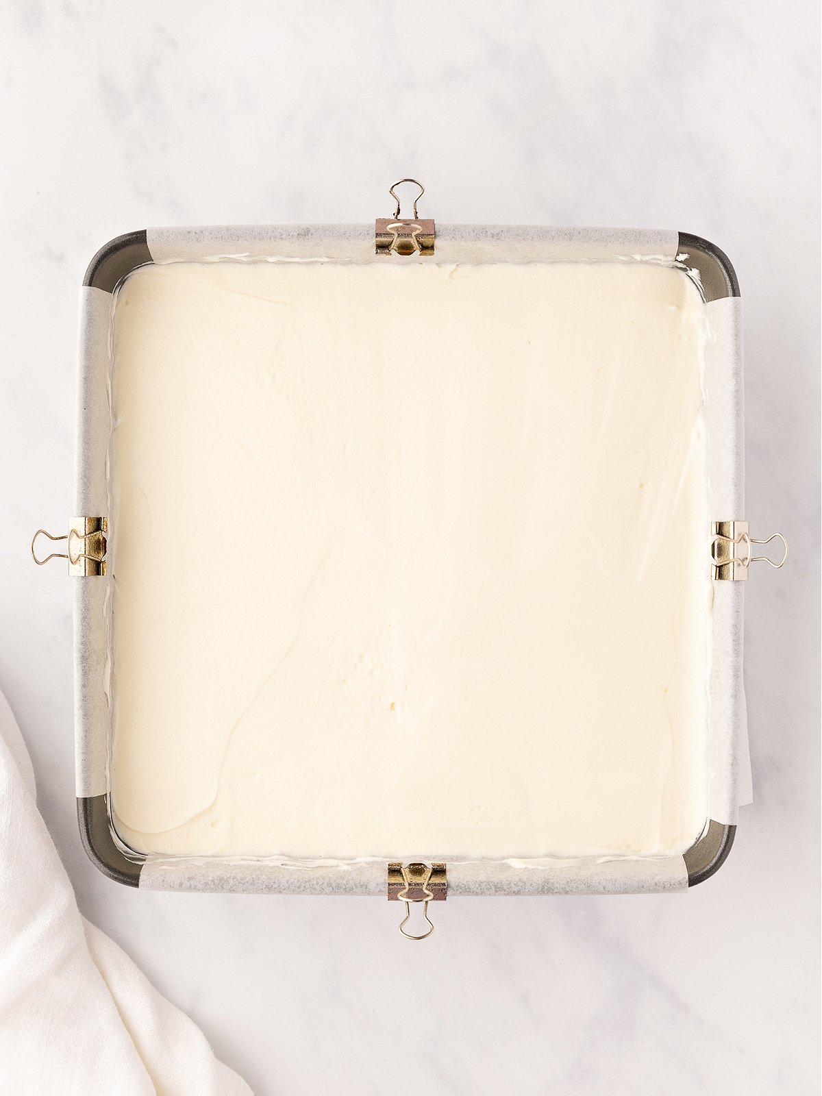 No-bake cheesecake in an 8-inch pan.