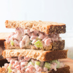 Stack of ham salad sandwiches.