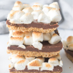 A stack of three smores bars.