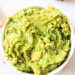 Bowl of avocado dip.