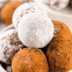 Bowl filled with rum balls.
