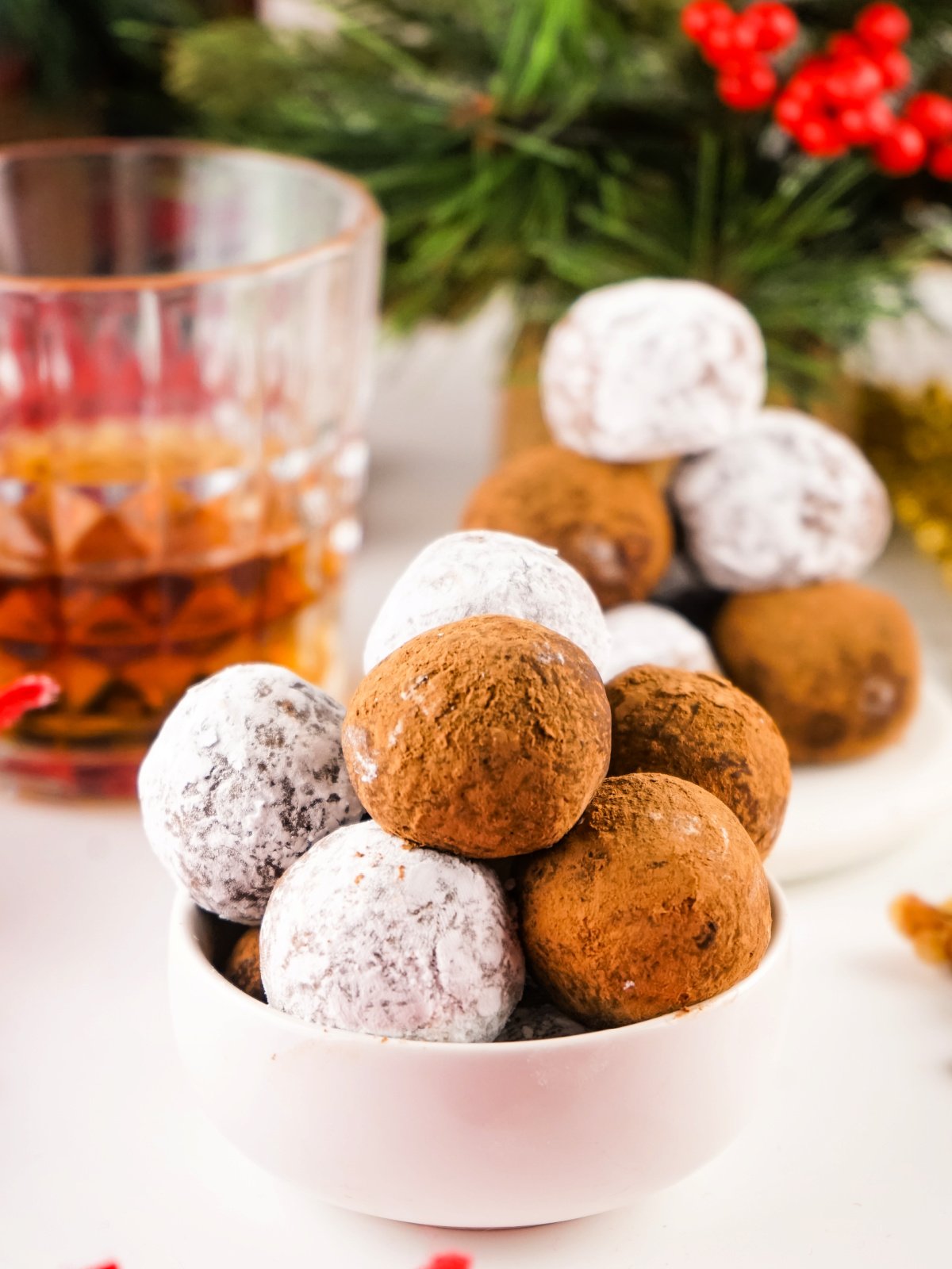 Bowl of rum balls.