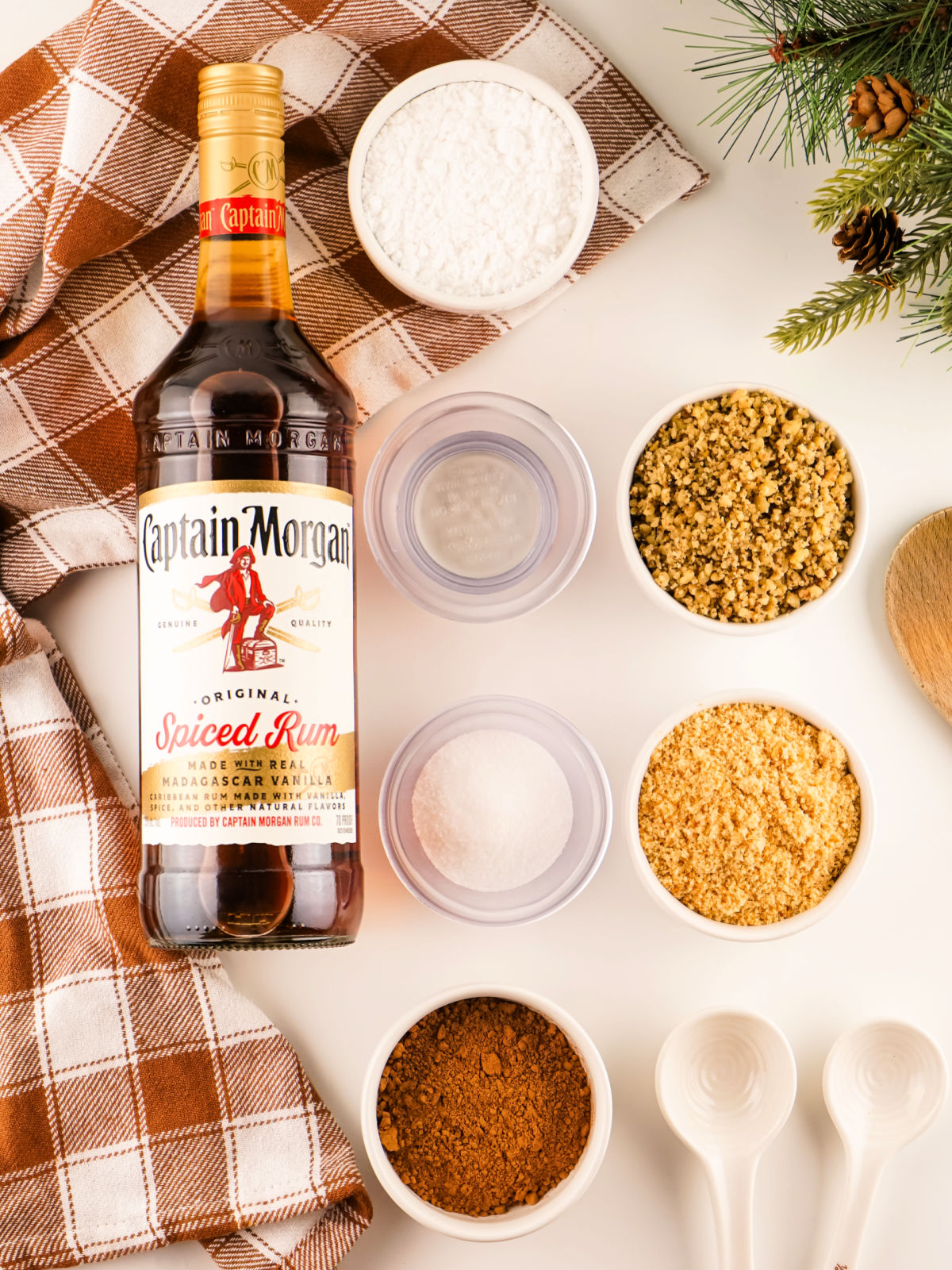 Ingredients to make rum balls.