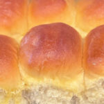 Close up view of a yeast roll.