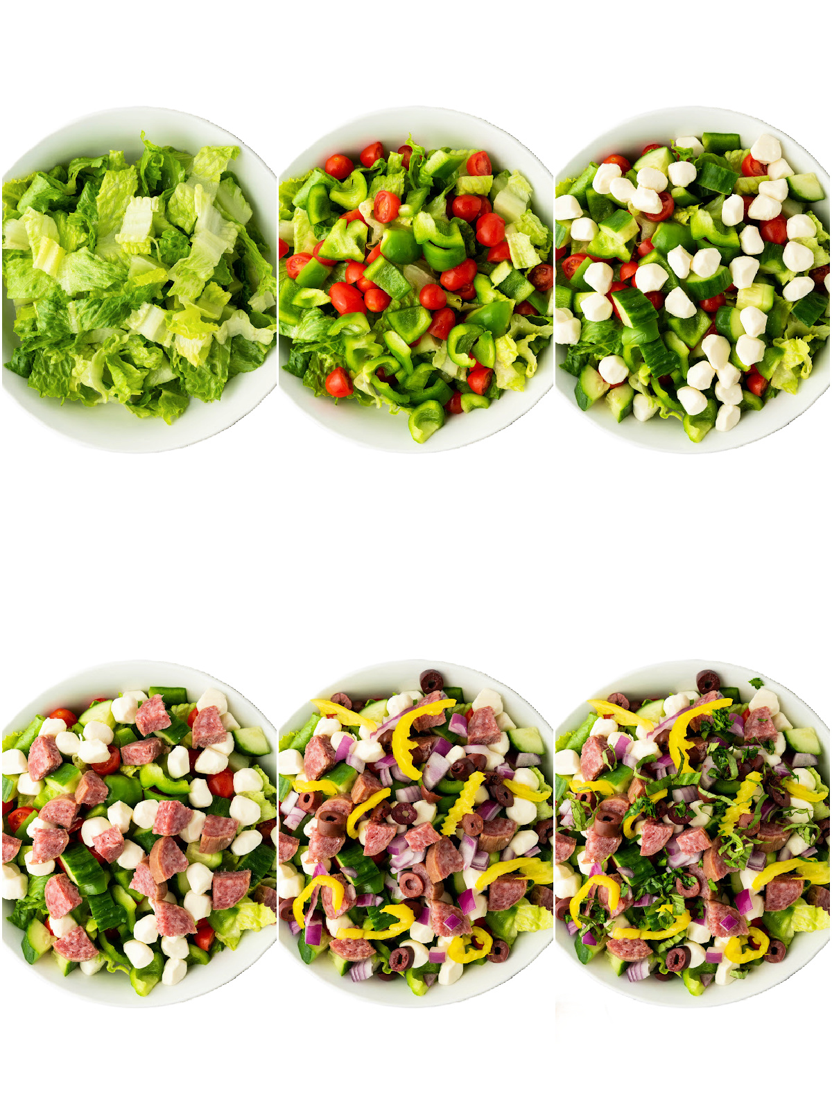 Steps for making an Italian salad.