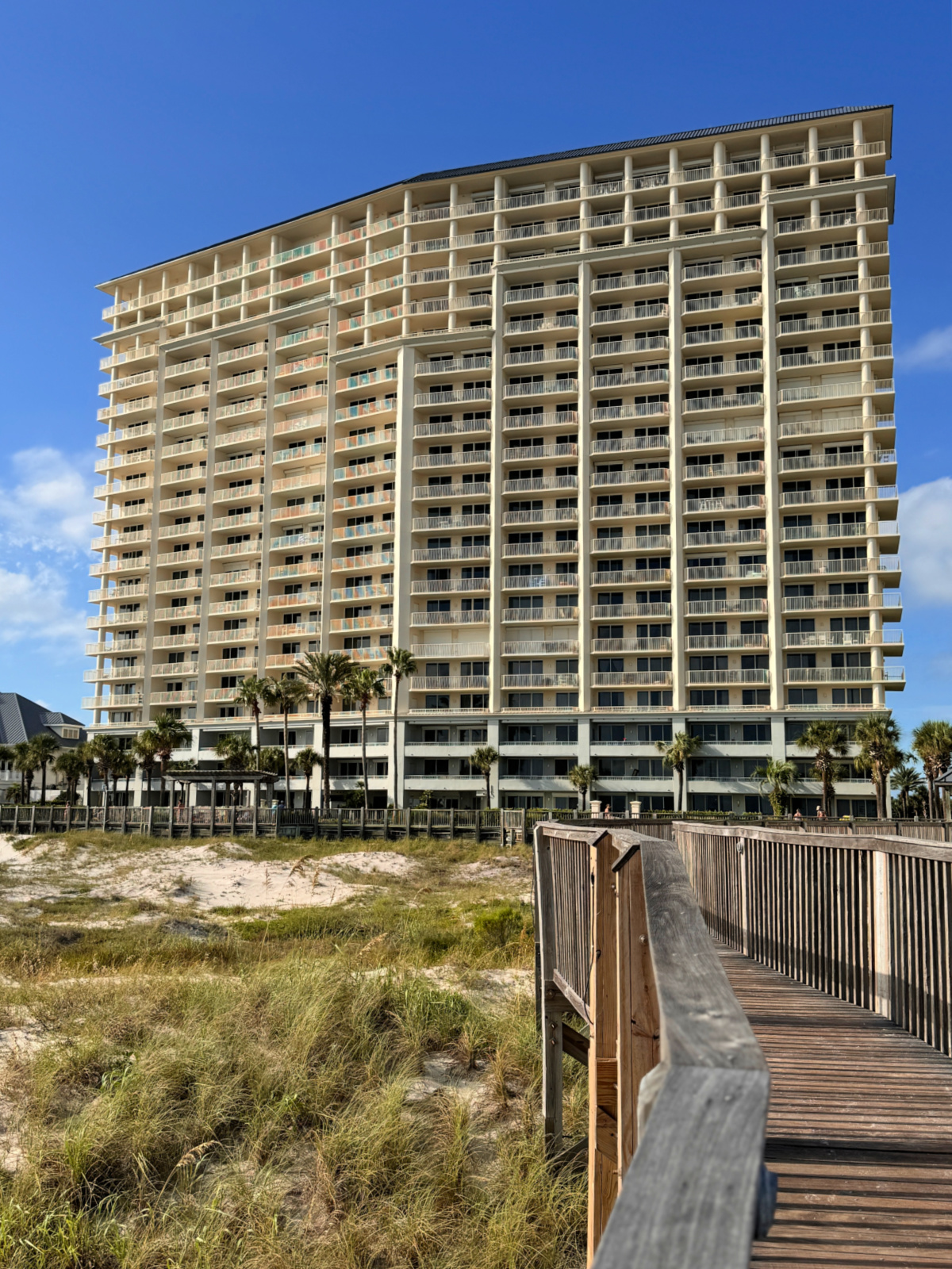 View of the back of The Beach Club condos in Alabama.